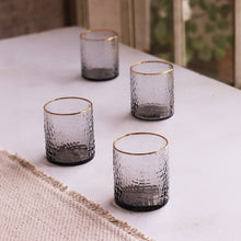Load image into Gallery viewer, Glass Croc Double Old-Fashioned with Gold Rim Set of 4