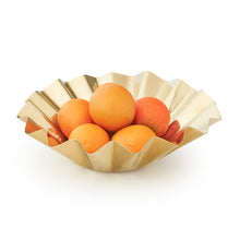 Load image into Gallery viewer, Gold Pleated Round Serving Bowl