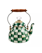 Load image into Gallery viewer, Emerald Check Tea Kettle 2 QT