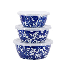 Load image into Gallery viewer, Cobalt Swirl Enamelware Nesting Bowls