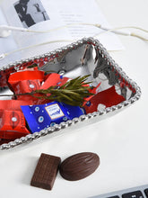 Load image into Gallery viewer, Silver Bead Rim Rectangular 7" Dish