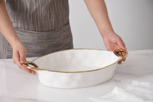 Load image into Gallery viewer, Golden Handles Oval Baking Dish
