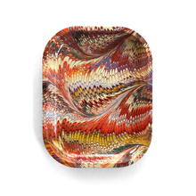 Load image into Gallery viewer, Vintage Marble Paper Pattern Red and Gold Metal Tray
