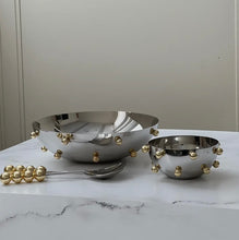 Load image into Gallery viewer, Stainless Steel Bowl with Gold Balls

