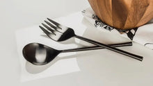 Load image into Gallery viewer, Matte Black Finish Salad Servers

