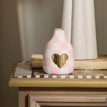 Load image into Gallery viewer, Rosy Check Heart Bud Vase
