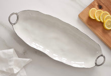 Load image into Gallery viewer, Porcelain Deep Long Server with Silver Handles
