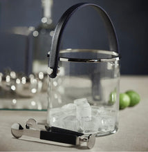 Load image into Gallery viewer, Glass, Nickel &amp; Leather Ice Bucket
