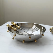 Load image into Gallery viewer, Stainless Steel Salad Bowl with Gold Balls - Large
