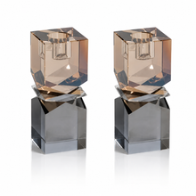 Load image into Gallery viewer, Two Tone Crystal Candle Holders - Short
