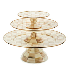 Load image into Gallery viewer, Mocha Check Large Pedestal Platter
