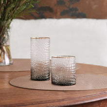 Load image into Gallery viewer, Glass Croc Double Old-Fashioned with Gold Rim Set of 4
