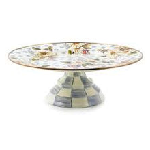 Load image into Gallery viewer, Wildflowers Blue Large Enamel Pedestal Platter
