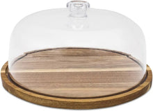 Load image into Gallery viewer, Acacia Cake Tray with Acrylic Dome
