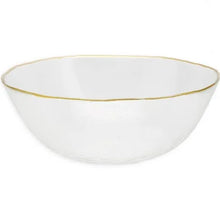 Load image into Gallery viewer, Clear Salad Bowl With Gold Rim
