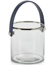 Load image into Gallery viewer, Glass, Nickel &amp; Leather Ice Bucket
