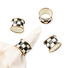 Load image into Gallery viewer, Courtly Check Enamel Napkin Rings Set of 4
