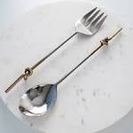 Load image into Gallery viewer, Gilded Knot Handle Salad Servers
