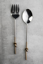 Load image into Gallery viewer, Gilded Knot Handle Salad Servers
