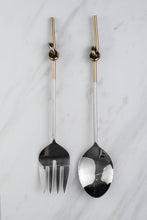 Load image into Gallery viewer, Gilded Knot Handle Salad Servers
