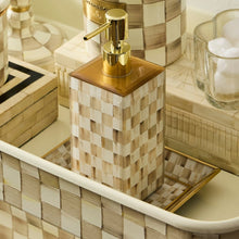 Load image into Gallery viewer, Mocha Check Small Glass Vanity Tray
