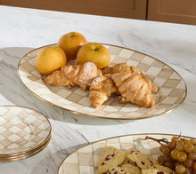 Load image into Gallery viewer, Mocha Check Oval Platter
