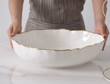 Load image into Gallery viewer, Portofino Gold Rim XL Shallow Bowl
