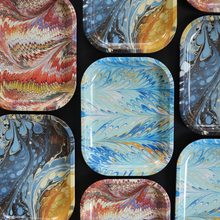 Load image into Gallery viewer, Small Metal Vintage Marbled Pastel Blue Tray
