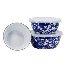 Load image into Gallery viewer, Cobalt Swirl Enamelware Nesting Bowls
