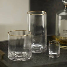 Load image into Gallery viewer, Optic Shot Glass With Gold Rim S/6
